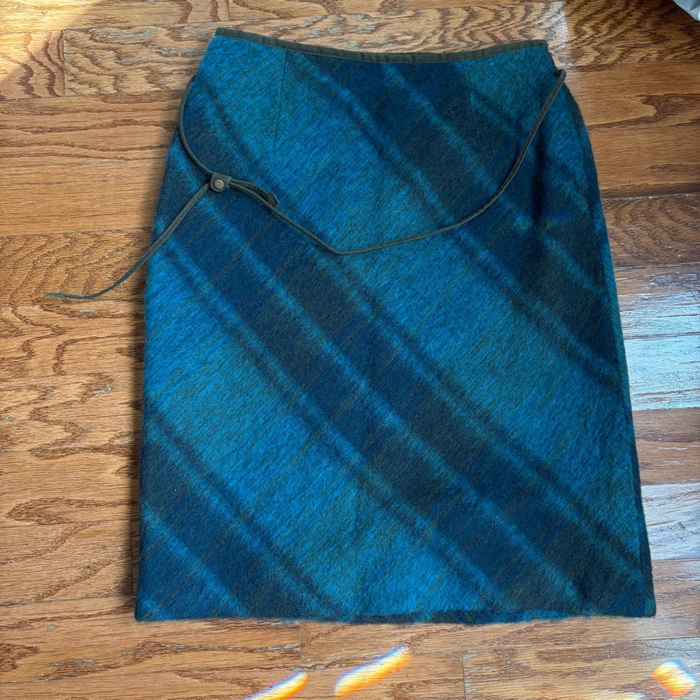 J. Jill Green and Blue Knee-Length  Pencil Skirt w/ belt
